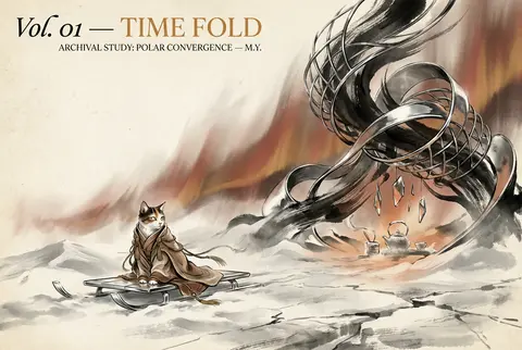 Create a high-fashion conceptual poster titled “Vol. 01 — TIME FOLD” as a tense - AI生成图片 3