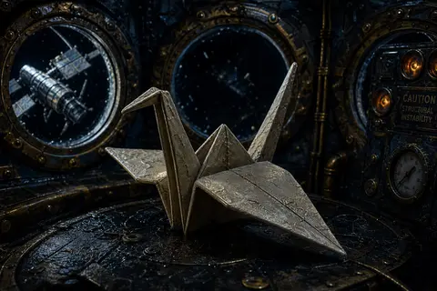 A tense cinematic claymation stop-motion close-up of a living origami paper cran - AI生成图片 2