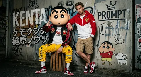 A stylized urban streetwear tableau in a gritty, graffiti-splashed alley, framed - AI生成图片 2