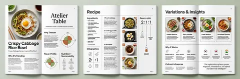 A sleek, modern 3-page editorial food magazine spread shown as three vertical pa - AI生成图片 1