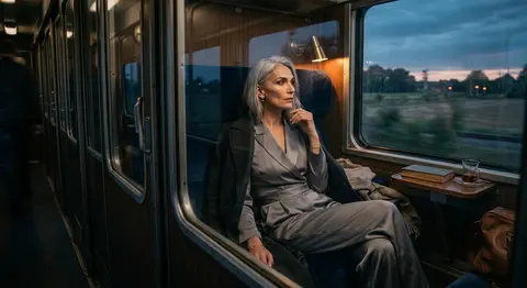 Hyper-detailed cinematic editorial portrait of a striking silver-haired young tr - AI生成图片 4