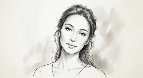 Elegant portrait sketch of a woman’s face, refined expressive line-work, delicat - AI生成图片 2