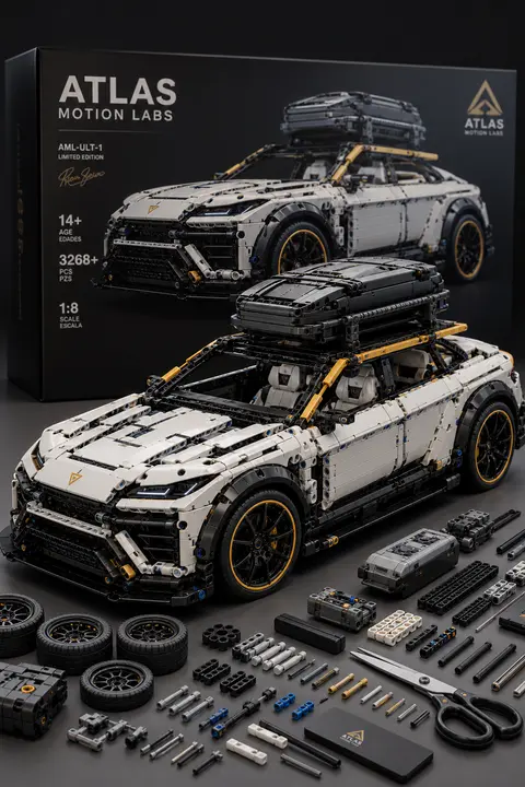 Ultra-detailed studio product render of a brick-built technical model vehicle ba - AI生成图片 1