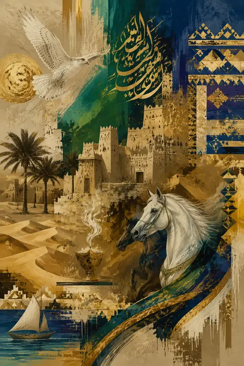 Saudi abstract illustration in a contemporary Riyali art style, an expressive in - AI生成图片 3