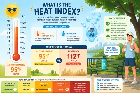Friendly infographic-style illustration explaining the heat index, split-scene l - AI生成图片 4