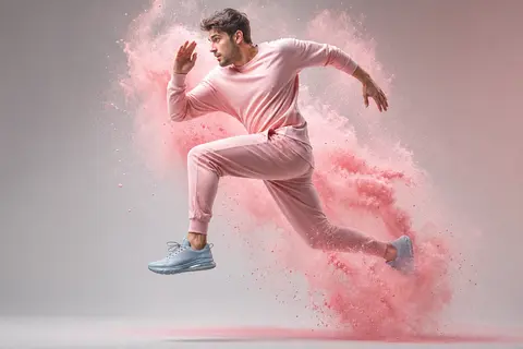 A hyper-realistic studio photograph of a male athlete mid-air as if running or j - AI生成图片 4