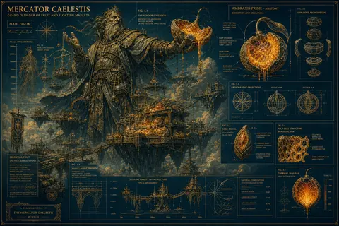 towering fruit merchant on floating sky islands, epic monumental composition ren - AI生成图片 2