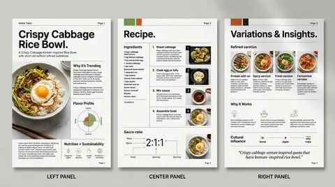 A sleek, modern 3-page editorial food magazine spread shown as three vertical pa - AI生成图片 2