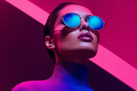 A hyper-vibrant studio editorial portrait of Selene Vale, a poised avant-garde m - AI生成图片 2