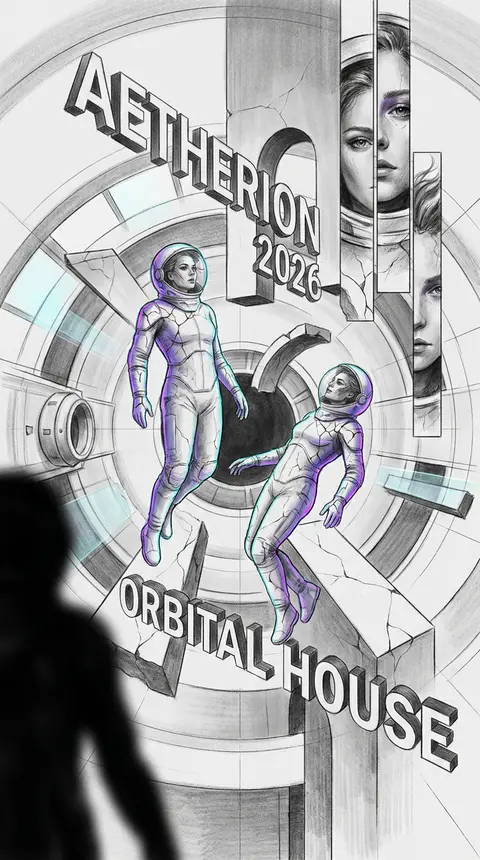 Affiche éditoriale d’avant-garde pour une maison fictive interstellaire, vision - AI生成图片 3