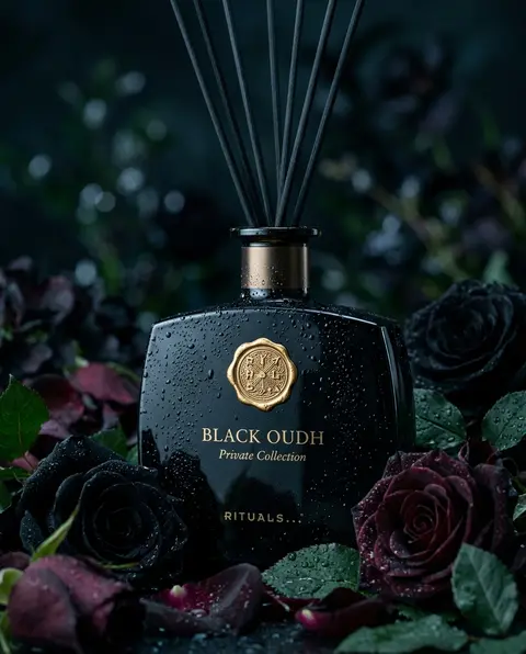 Ultra-realistic luxury product photography of a black glass reed diffuser bottle - AI生成图片 2