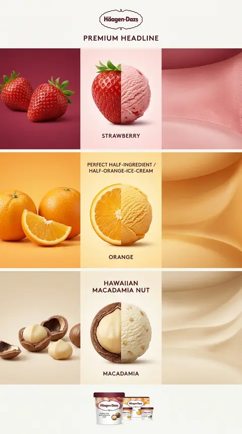 Create an ultra-premium vertical Häagen-Dazs flagship flavor campaign poster, pr - AI生成图片 1