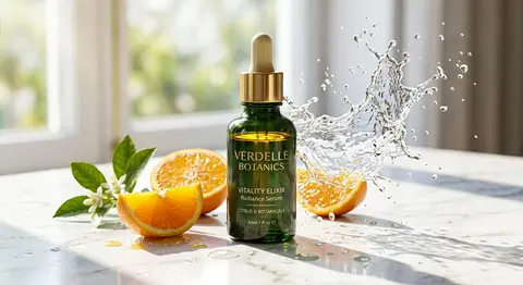 Ultra-realistic luxury skincare campaign shot of a premium Verdelle Botanics ser - AI生成图片 1