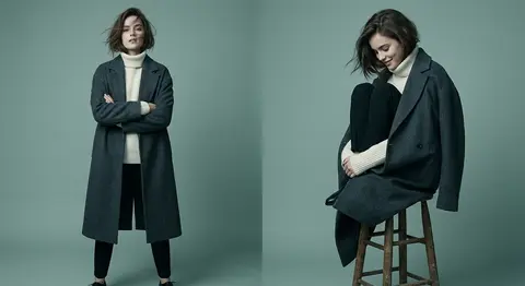 Diptych high-fashion editorial portrait of Elara Voss, a young brunette with a w - AI生成图片 3