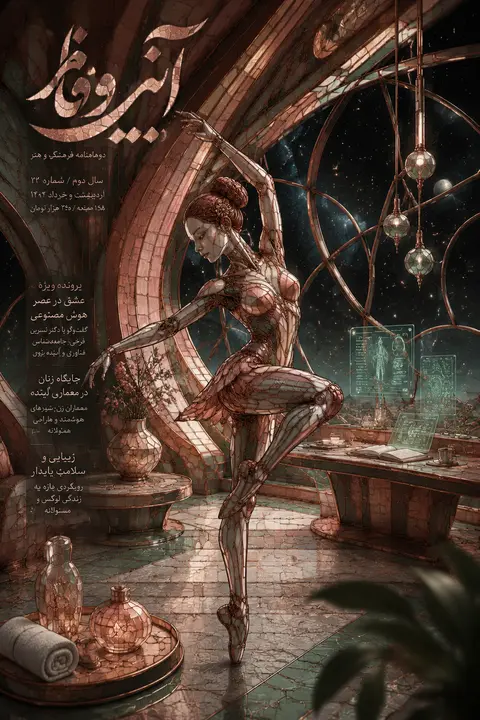 A solitary robotic ballet dancer pauses mid-rehearsal inside a hushed orbital st - AI生成图片 2