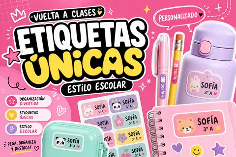 Crear un póster promocional de 3: 2 cuadrado de moda para etiquetas escolares ut - AI生成图片 1