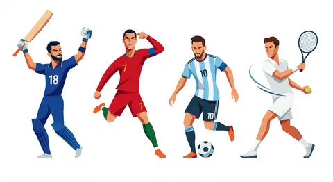 Create a stylized geometric cubist sports illustration poster featuring four ico - AI生成图片 2