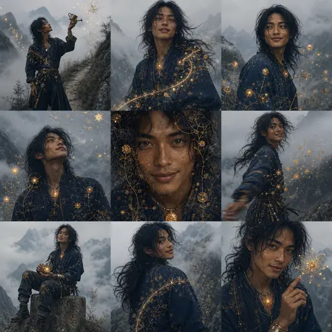 9:16 vertical, a nine-panel collage in a perfect 3x3 arrangement, designed as a - AI生成图片 1