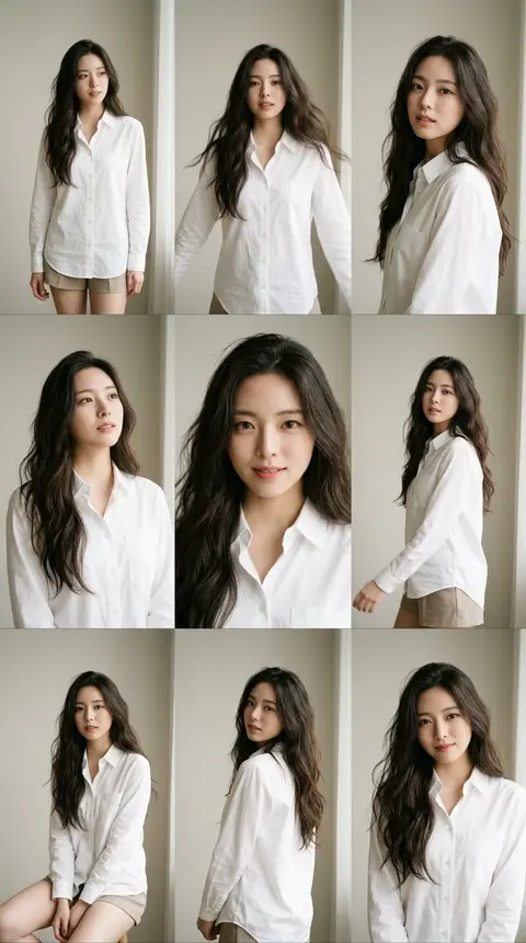 9:16 vertical — a 3x3 grid collage of nine frames forming a polished East Asian - AI生成图片 3