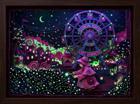 A celestial gardener in a soft felt cloak kneels beneath a midnight carnival Fer - AI生成图片 1