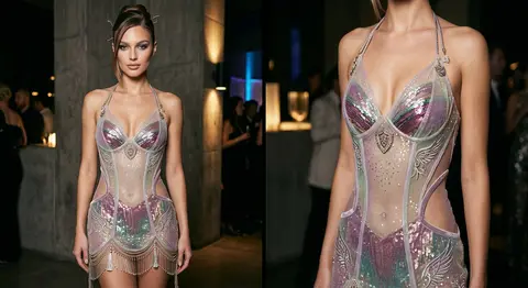 Ultra-luxury couture microdress inspired by Seraphine Vale’s signature palette, - AI生成图片 2