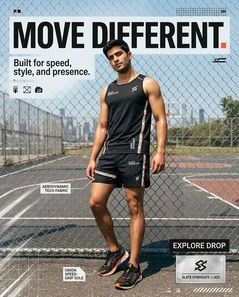 4:5 vertical luxury athletic fashion campaign, hyper-realistic commercial street - AI生成图片 3