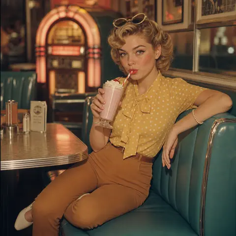 A hyper-realistic 1950s-inspired editorial portrait of a young woman (use upload - AI生成图片 2