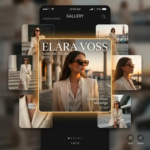 Aspect ratio 1:1, ultra-modern fashion editorial designed like a luxury smartpho - AI生成图片 2