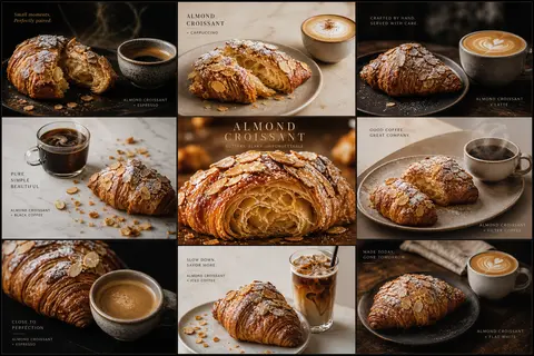Ultra-premium vertical 3x3 editorial campaign board for **ALMOND CROISSANT**, ce - AI生成图片 2