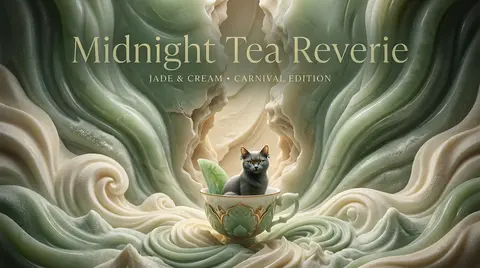 A whimsical vaporwave luxury poster set in a midnight carnival tea garden: the e - AI生成图片 2