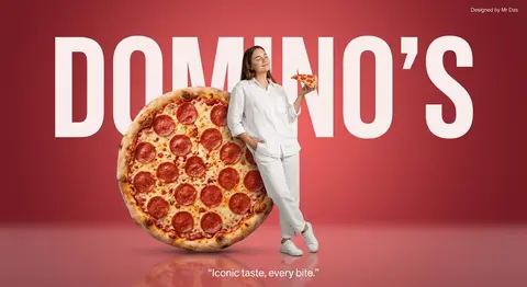 Minimalist commercial ad featuring oversized Domino’s Pepperoni Pizza, ultra-cle - AI生成图片 2