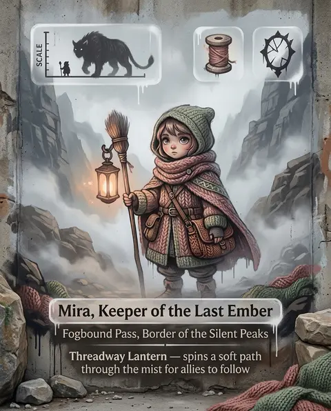 A quiet character card for a fantasy strategy game, reimagined as a miniature no - AI生成图片 1