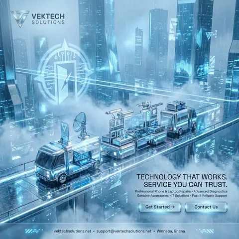Premium website hero poster for **VekTech Solutions x Next Door Tech**, radicall - AI生成图片 2