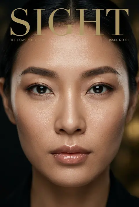 Luxury extreme close-up portrait, magazine cover style, title "SIGHT", featurin - AI生成图片 2