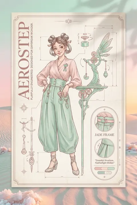 Whimsical luxury invention poster rendered as a meticulous blueprint schematic, - AI生成图片 2
