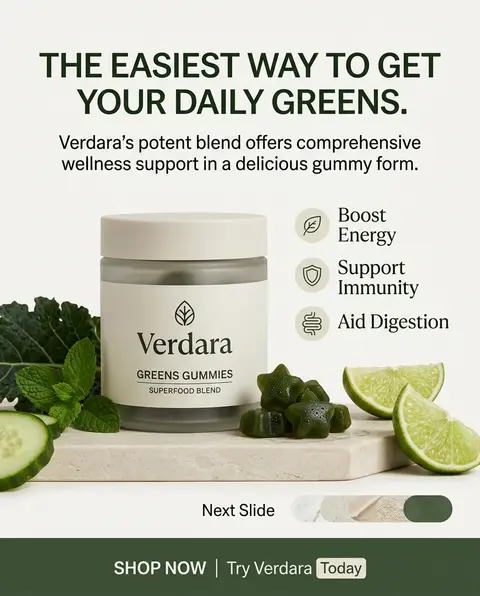Create a high-converting mobile-first 4:5 carousel image for Verdara greens gumm - AI生成图片 1