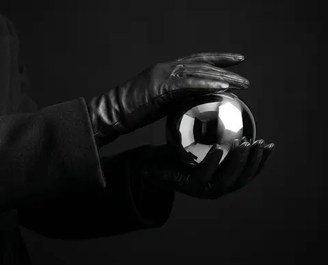 A sophisticated editorial close-up featuring elegant black leather gloves gently - AI生成图片 2