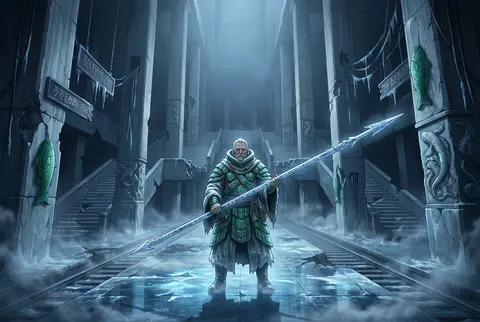 Epic anime poster, 2:1 panoramic composition — on a vast abandoned subway platfo - AI生成图片 4