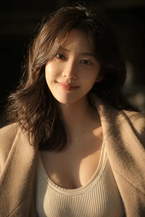 Hyper-realistic editorial beauty portrait of a young East Asian woman, intimate - AI生成图片 1