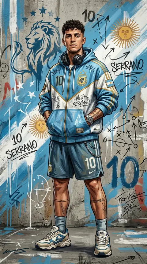 Tadeo “Lío” Serrano, ídolo ficticio de la selección celeste y blanca, póster de - AI生成图片 1