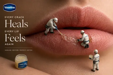 Create an ultra-premium skincare advertising poster for Vaseline, built around a - AI生成图片 3