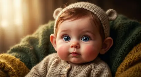 Hyperrealistic infant portrait in an elegant caricature style, featuring playful - AI生成图片 2