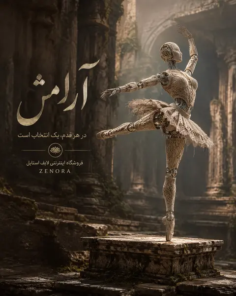 a robotic ballet dancer poised mid-pirouette atop fractured altar stones in anci - AI生成图片 2