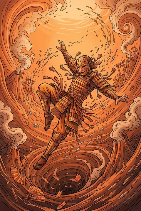 masked carnival acrobat suspended in a spiraling underwater abyss, vertical 2:3 - AI生成图片 1