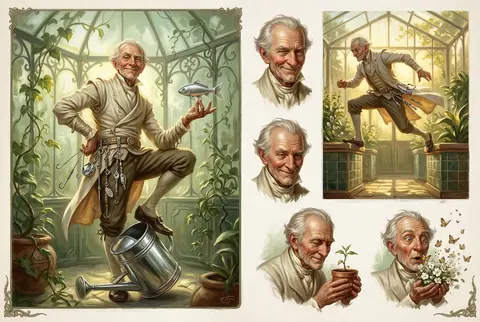 Character concept sheet for an animated feature in lush baroque oil painting sty - AI生成图片 1
