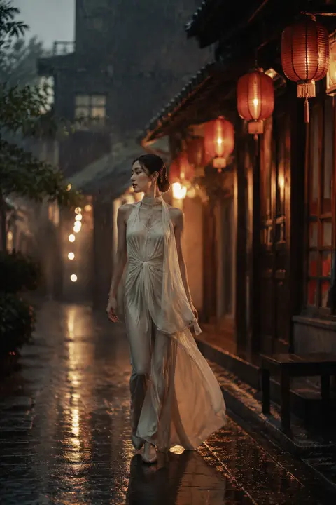 Ultra-realistic cinematic fashion photograph inspired by poetic Asian cinema.A w - AI生成图片 2