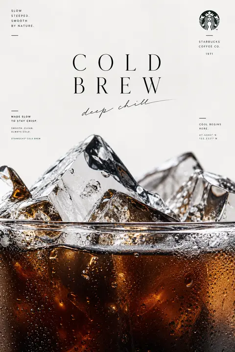 Create an ultra-premium vertical advertising poster for Starbucks Cold Brew, pre - AI生成图片 2