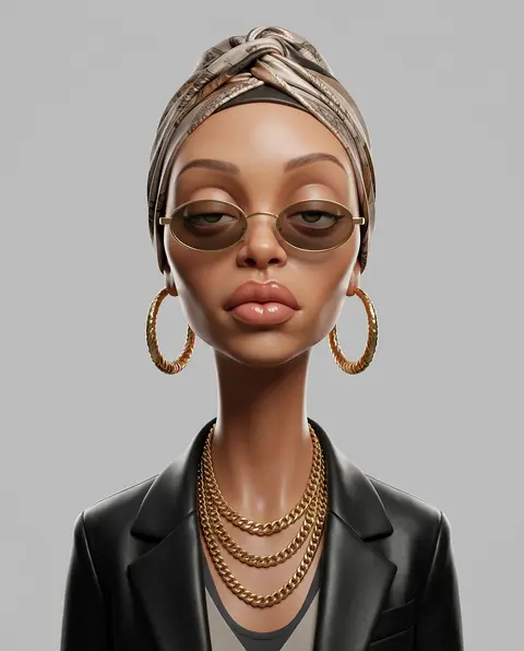 Create an exaggerated, fashion-forward stylized 3D caricature portrait based on - AI生成图片 1
