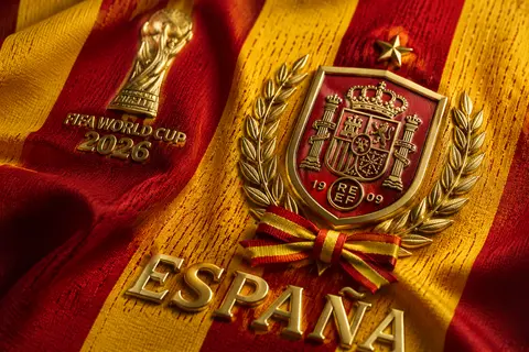 Vertical close-up shot, Spain football jersey with iconic red and yellow vertica - AI生成图片 1