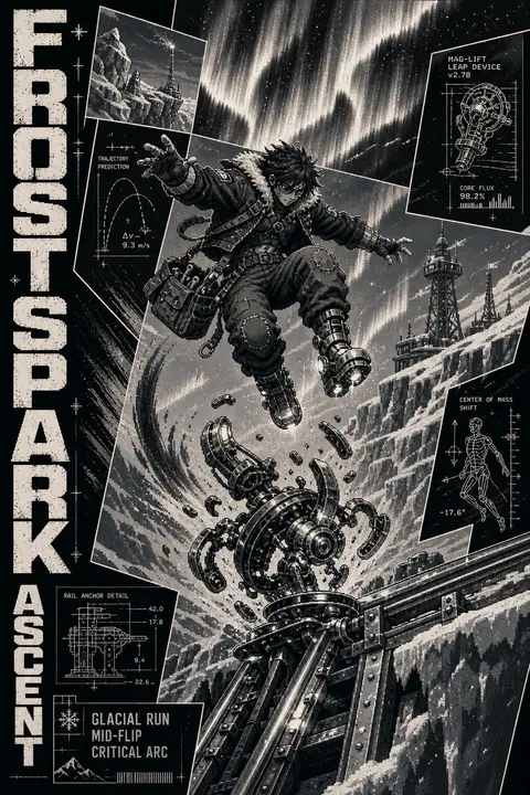 16-bit pixel art poster, vertical composition, monochrome charcoal and bone whit - AI生成图片 2
